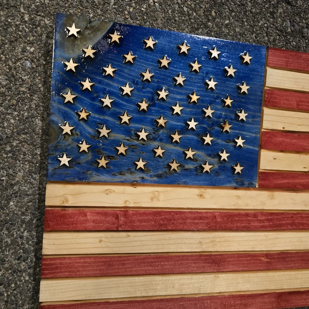 Rustic American Flag Wooden Wall Art